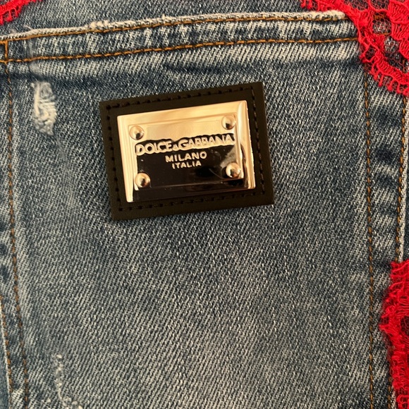 Dolce&Gabbana Denim Jeans with red lace inlay - Picture 3 of 8